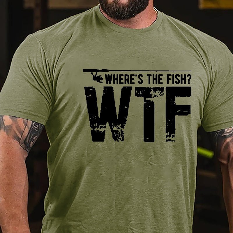 WTF Where's The Fish Funny Cotton T-shirt