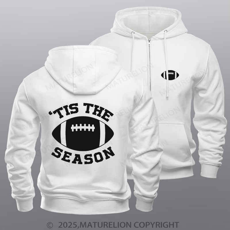 Maturelion Super Bowl Hoodie Tis The Season Zipper Hoodie