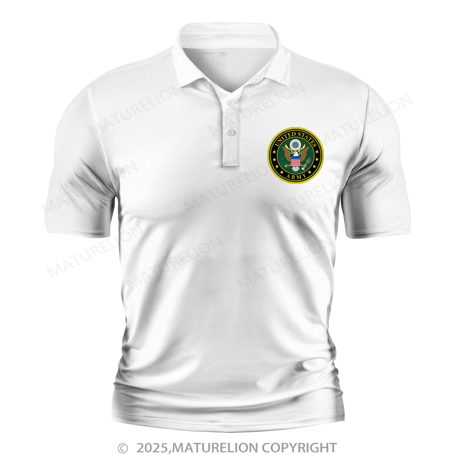 Maturelion Men's Polo Shirt U.S. Army V-Neck Polo Shirt