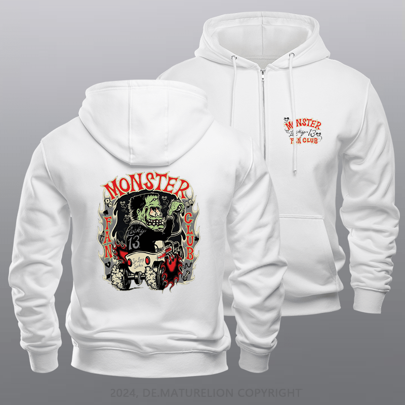 Maturelion Men's Hoodie The Monster Rodder Hot Rod Retro Zipper Hoodie