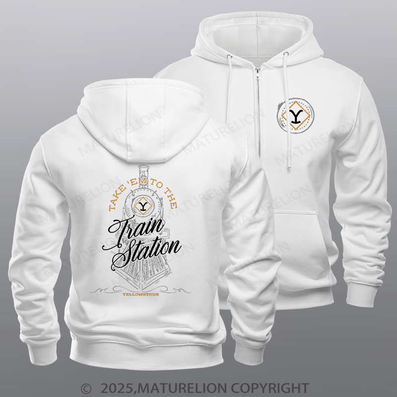 Maturelion Men's Hoodie Vintage Train Hoodie