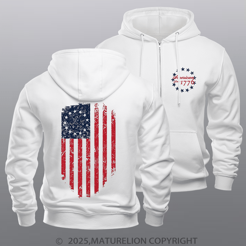 Maturelion Men's Hoodie Betsy Ross Zipper Hoodie