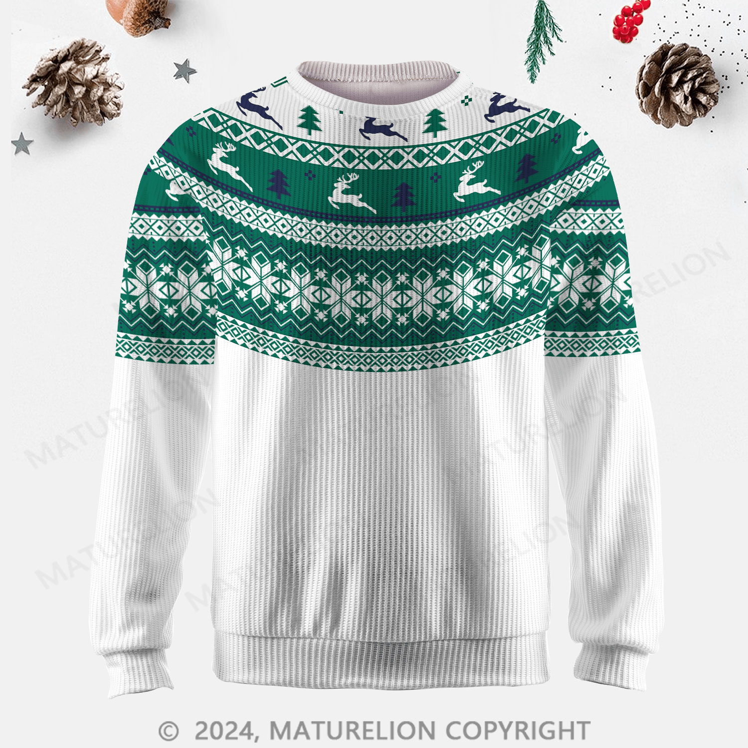 Maturelion Men's Sweater Warm Autumn Fair Isle Sweater