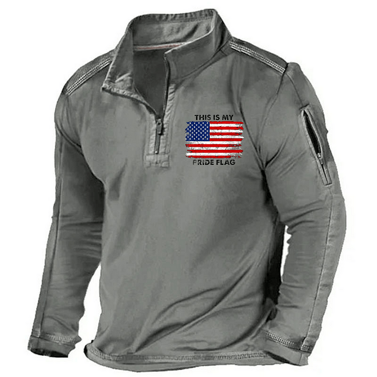 Maturelion Men's Henley Shirt This Is My Pride Flag USA Flag Henley Shirt