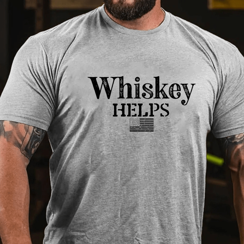 Whiskey Helps USA Flag Cotton T-shirt