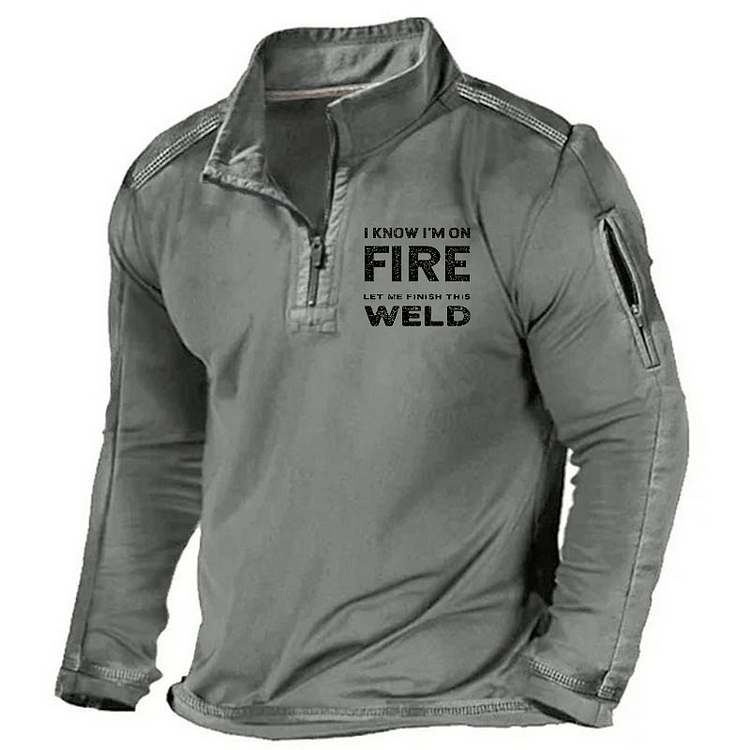 Maturelion Men's Henley Shirt I Know I'm On Fire Let Me Finish This Weld Henley Shirt