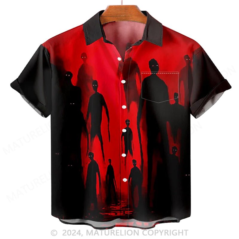 Maturelion Men'S Halloween Shadow Printed Shirt