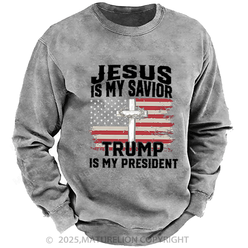 Maturelion Men's Sweatshirts President Trump Sweatshirts Washed Sweatshirts