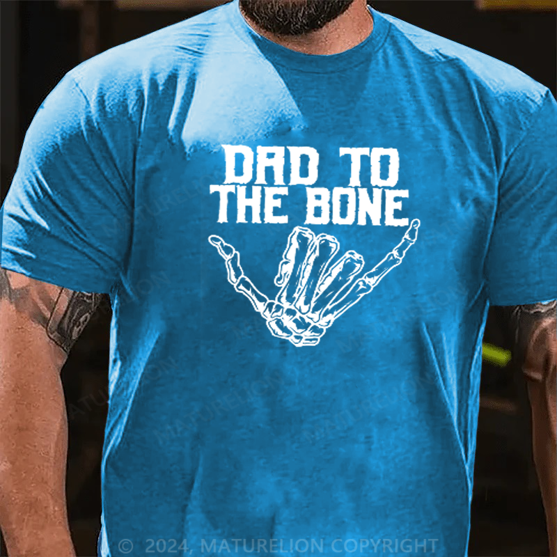 Maturelion Halloween Dad To The Bone Dad Skeleton Hand T-Shirt