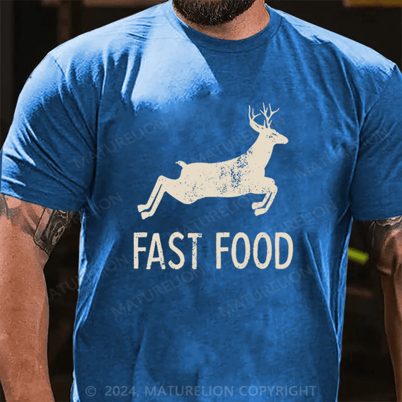 Maturelion Fast Food Funny Men Hunting Cotton T-shirt