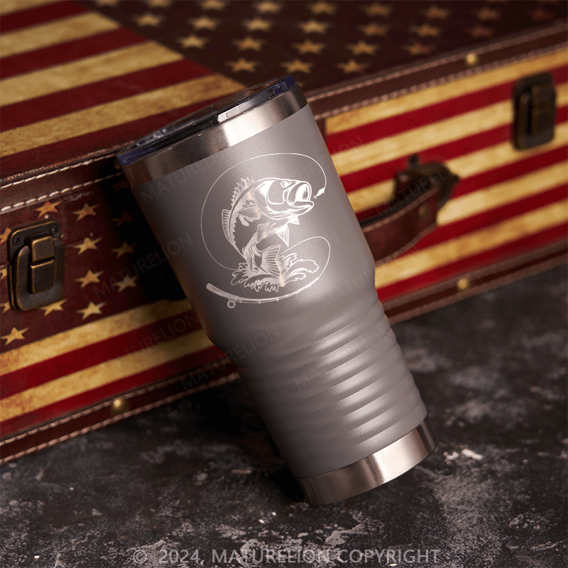 Maturelion Stainless Steel Vacuum Insulated Travel Mug Bass Fish