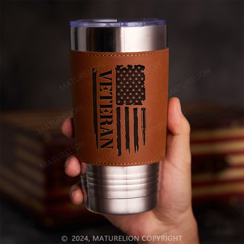 Maturelion Veteran Flag: Leatherette Tumbler