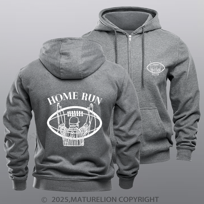 Maturelion Super Bowl Hoodie Super Bowl Funny Home Run Zipper Hoodie