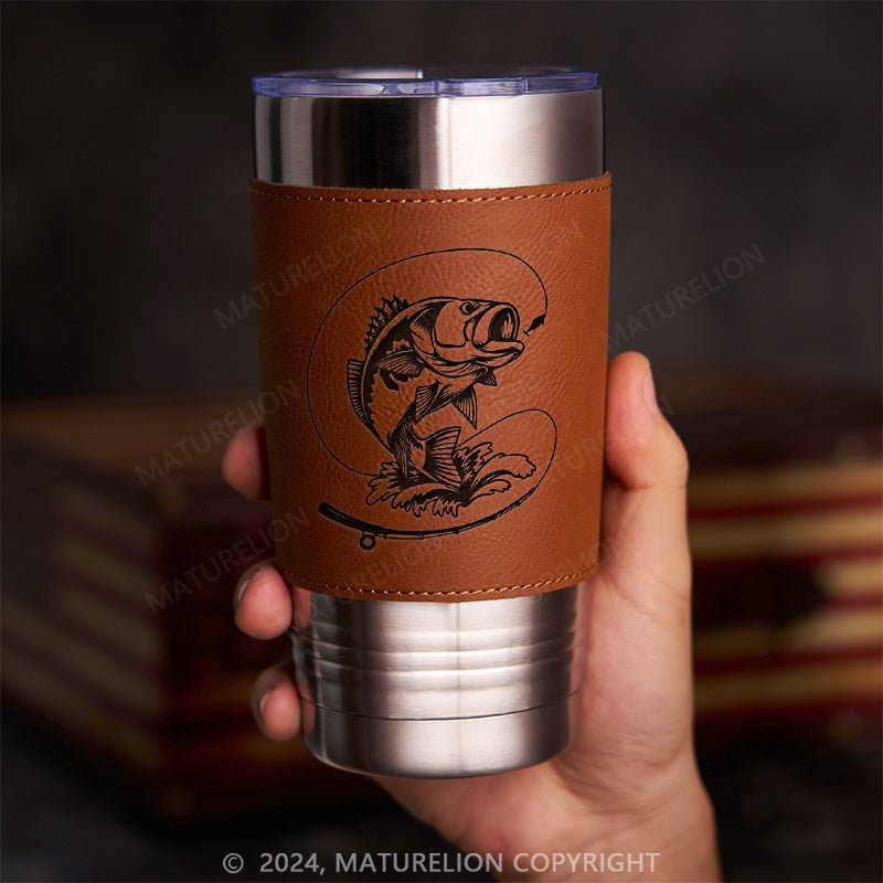 Maturelion Gone Fishing Leatherette Tumbler