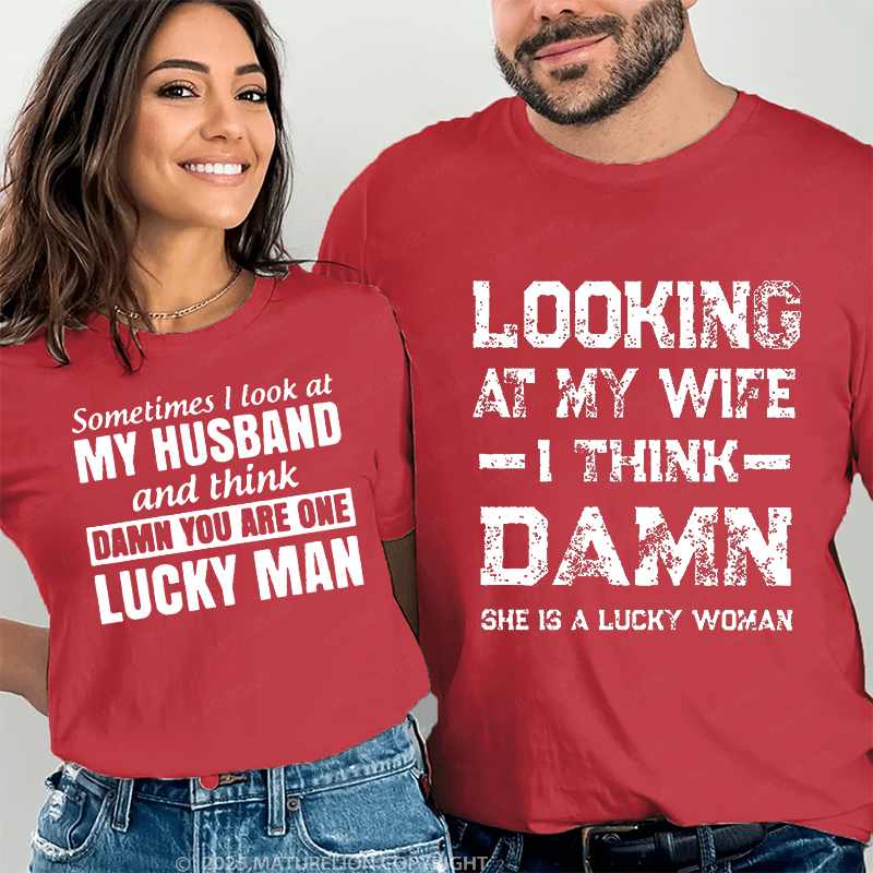 Maturelion Looking At My Wife &  Look At My Husband Couple T-Shirt