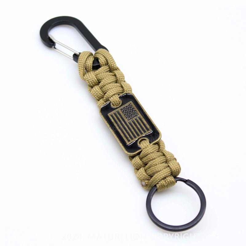 Maturelion Camo Paracord Bronze Flag Keychain