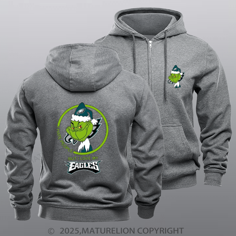 Maturelion Super Bowl Hoodie  Eagles Grinch Zipper Hoodie