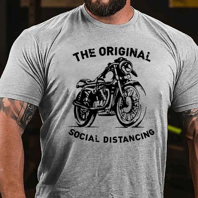 The Original Social Distancing Motorcycle Print Cotton T-shirt