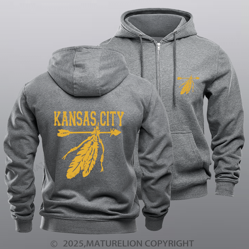 Maturelion Super Bowl Hoodie Vintage KC Missouri Retro Classic Zipper Hoodie