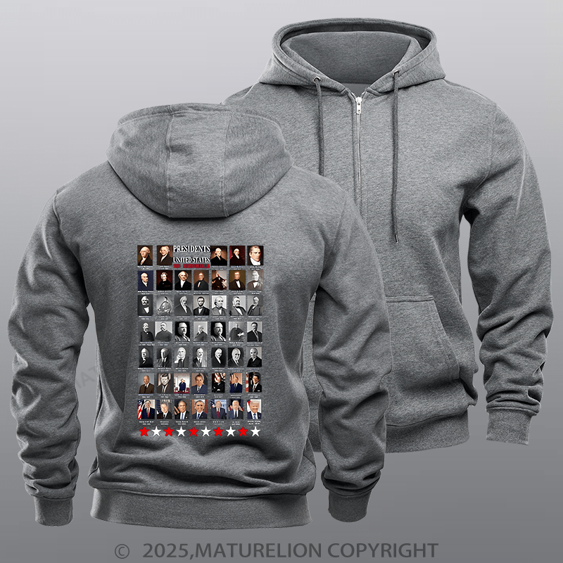 Maturelion  Men's Hoodie Presidents Hoodie  Zipper Hoodie