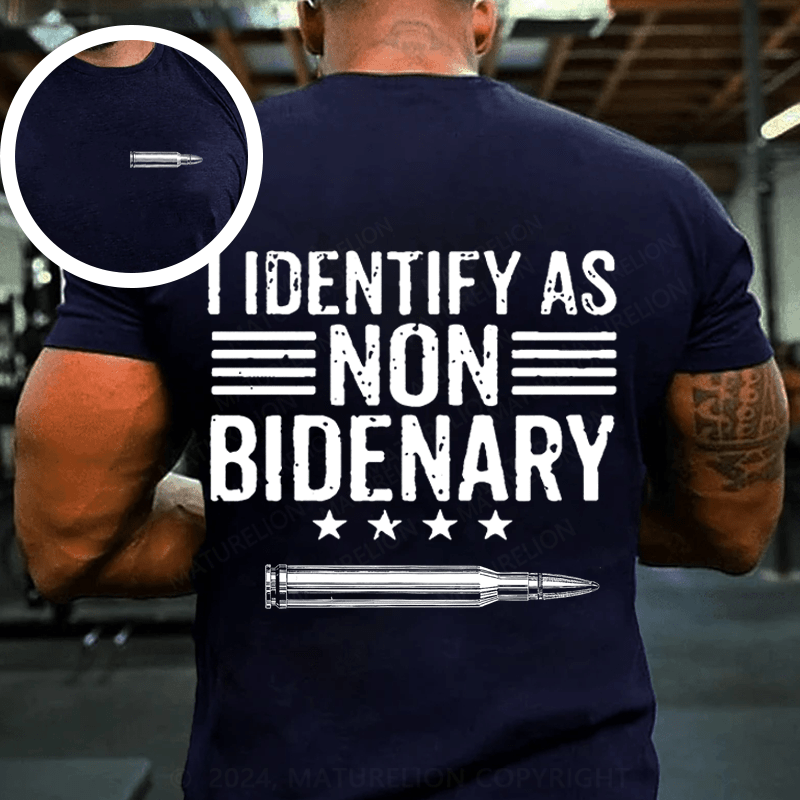 Maturelion Men's T-shirt I Identify As Non Bidenary Cotton T-shirt