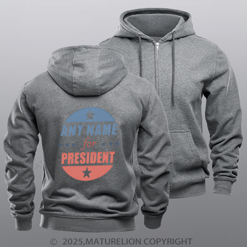 Maturelion  Men's Hoodie Personalized Name President Hoodie  Zipper Hoodie