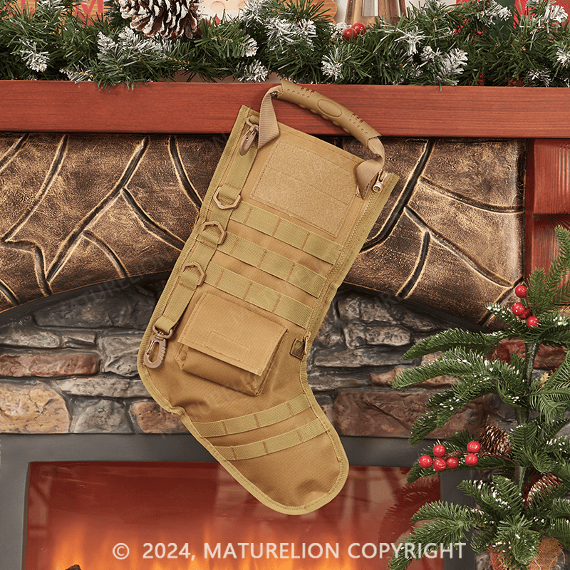 Maturelion Tactical Christmas Stocking, with Flag Patch MOLLE Webbing