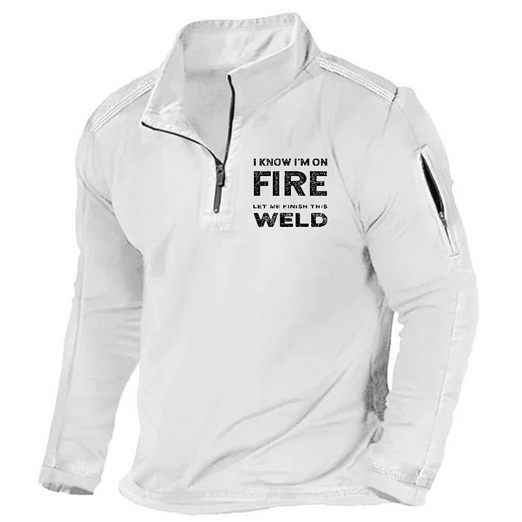 Maturelion Men's Henley Shirt I Know I'm On Fire Let Me Finish This Weld Henley Shirt