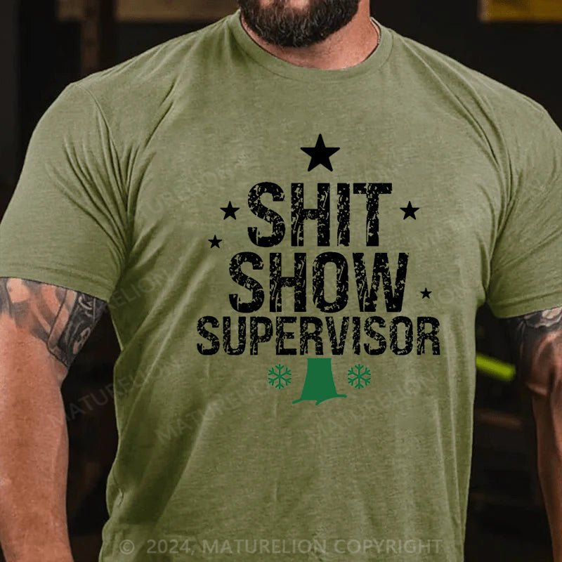 Maturelion Christmas T-shirt Sht Show Supervisor Cotton T-shirt