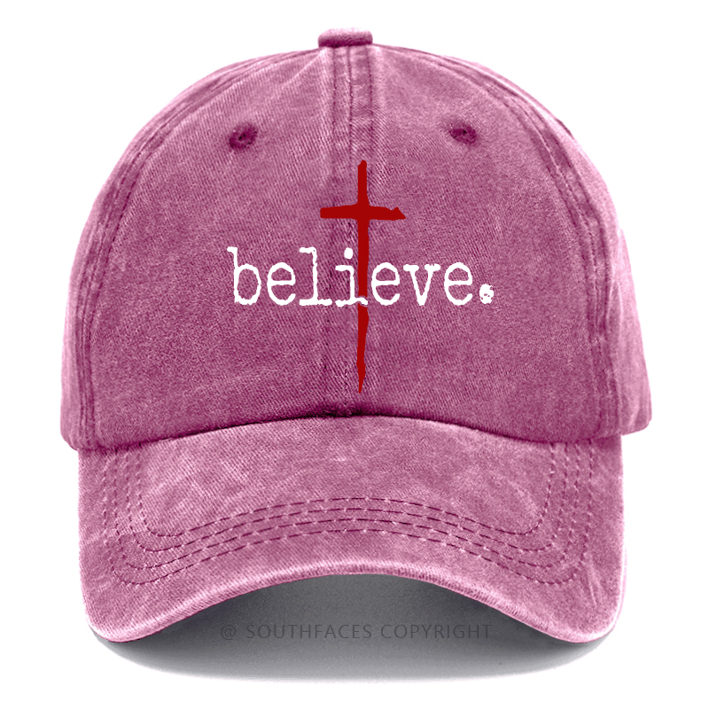 Believe Cross Print Christian Baseball Cap