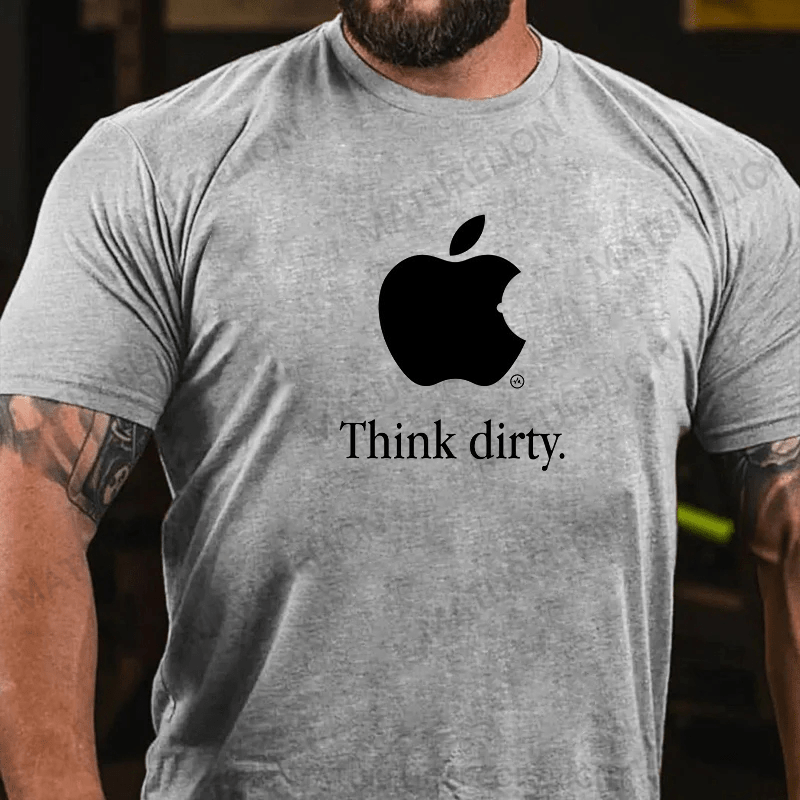 Maturelion Think Dirty Apple Logo Parody T Shirt