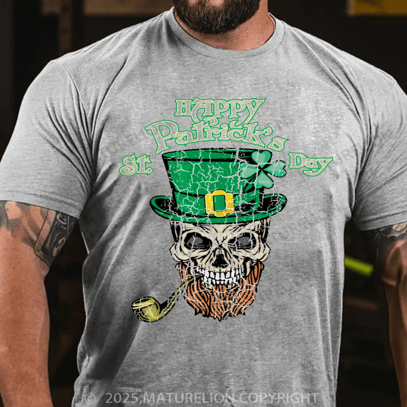 Maturelion St Patrick's T-shirt Awesome Happy St Patrick's Day Shirt With A Vintage Skull T-Shirt