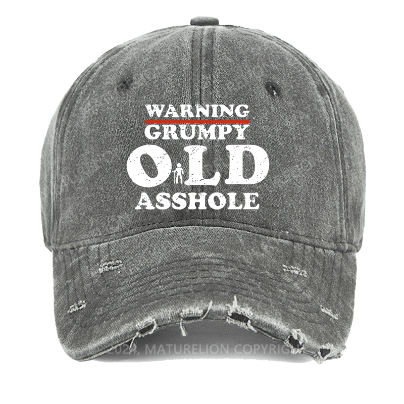 Maturelion Warning Grumpy Old Asshole Washed Vintage Cap