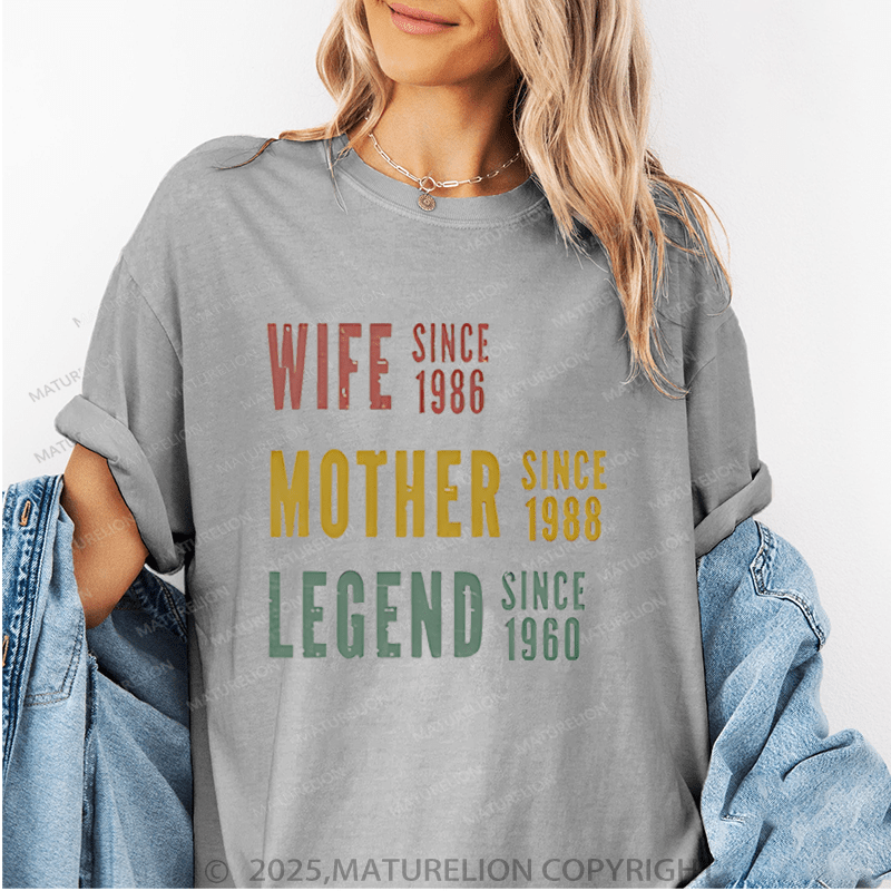 Maturelion Women T-Shirt Wife Mother Grandma Legend Funny T-Shirt