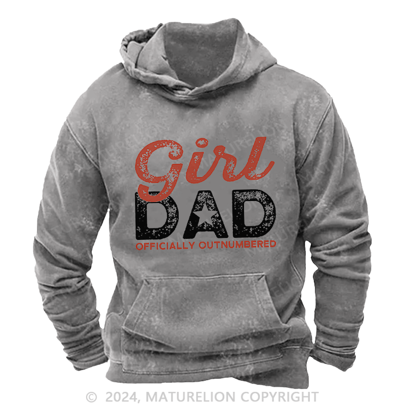 Maturelion Men's Hoodie Girl Dad Officially Outnumbered Funny Print Hoodie