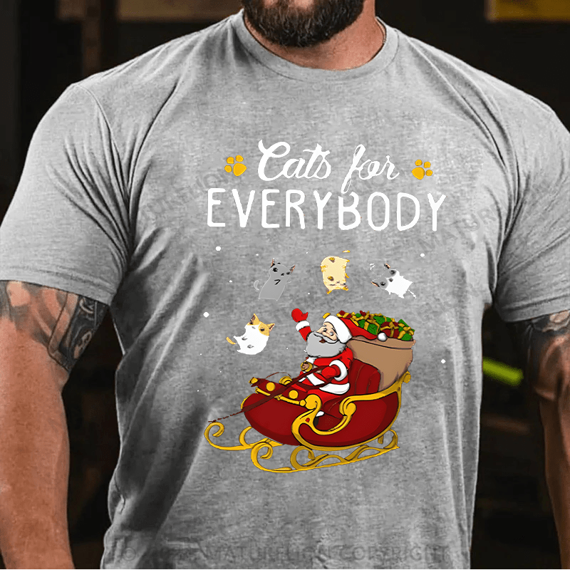 Maturelion Christmas T-Shirt Cats For Everybody Men Ugly Christmas Cat T-Shirt