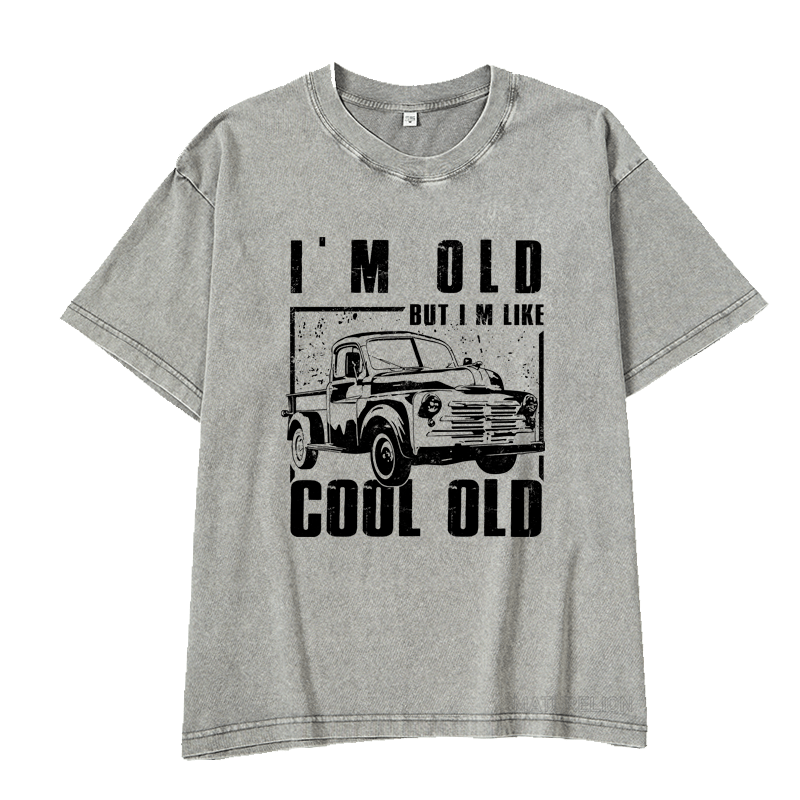 MATURELION I'M OLD BUT IM LIKE COOL OLD DTG PRINTING WASHED COTTON T-SHIRT