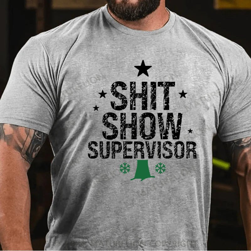 Maturelion Christmas T-shirt Sht Show Supervisor Cotton T-shirt