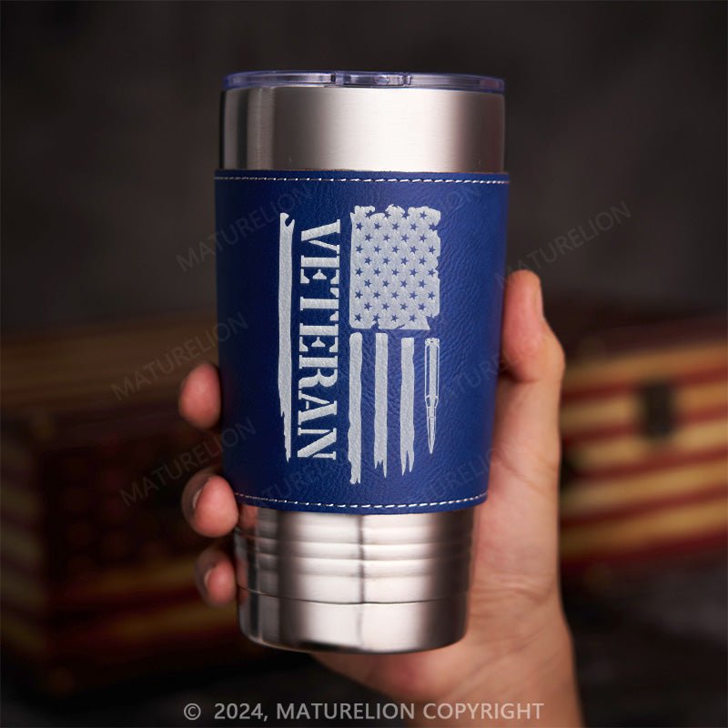 Maturelion Veteran Flag: Leatherette Tumbler