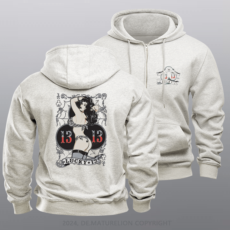 Maturelion Men's Hoodie Queen of Clubs Zipper Hoodie