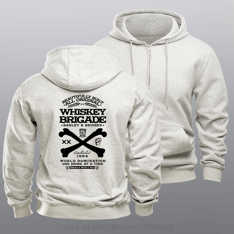 Maturelion Men's Hoodie Whiskey Brigade Zipper Hoodie