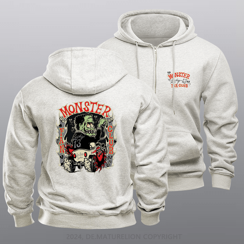 Maturelion Men's Hoodie The Monster Rodder Hot Rod Retro Zipper Hoodie