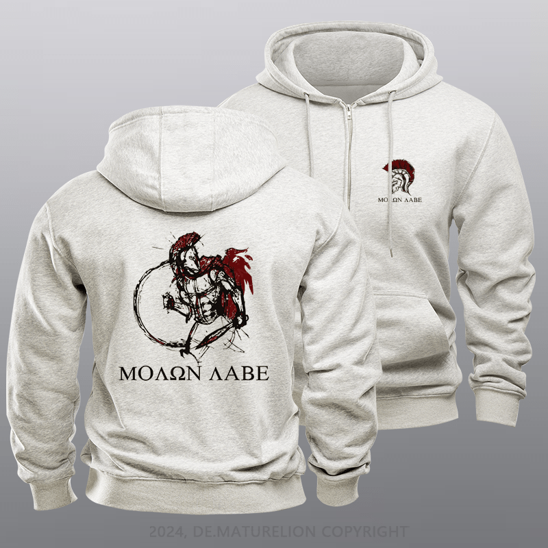 Maturelion Men's Hoodie Coyote Spartan Warrior Zipper Hoodie