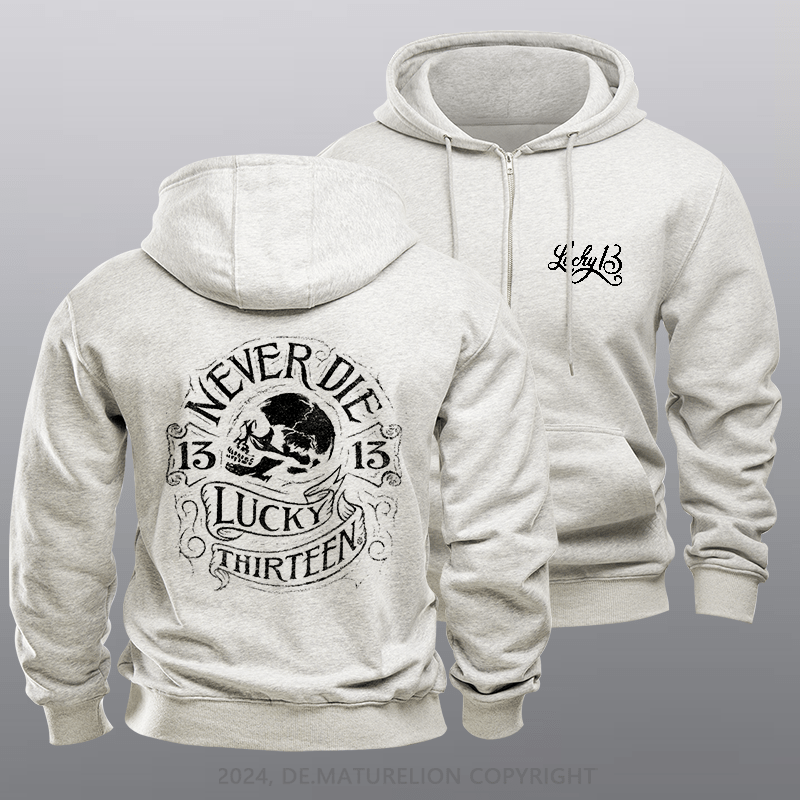 Maturelion Men's Hoodie Never Die Zipper Hoodie