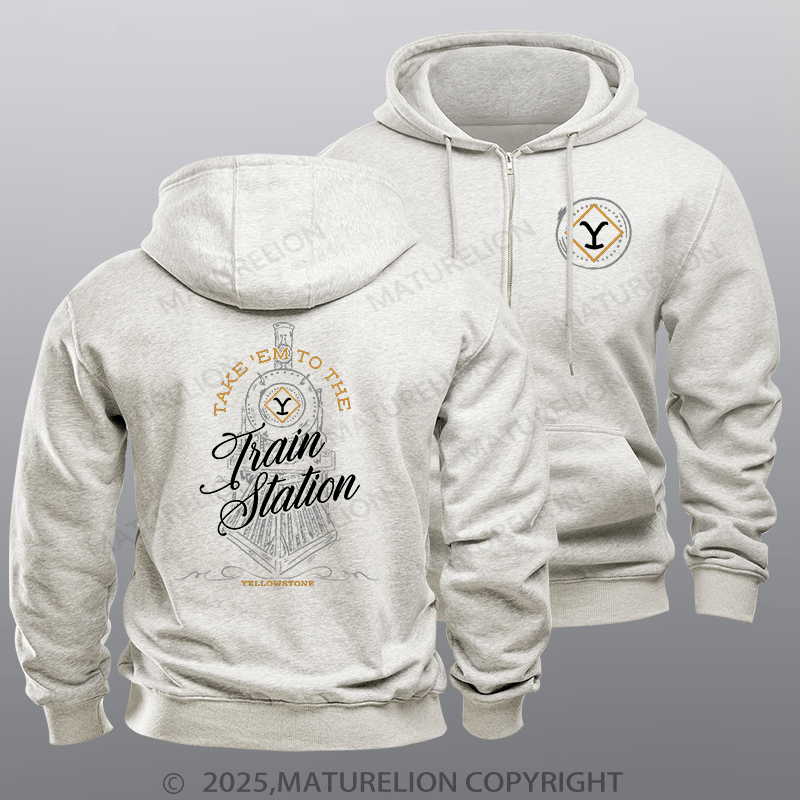 Maturelion Men's Hoodie Vintage Train Hoodie