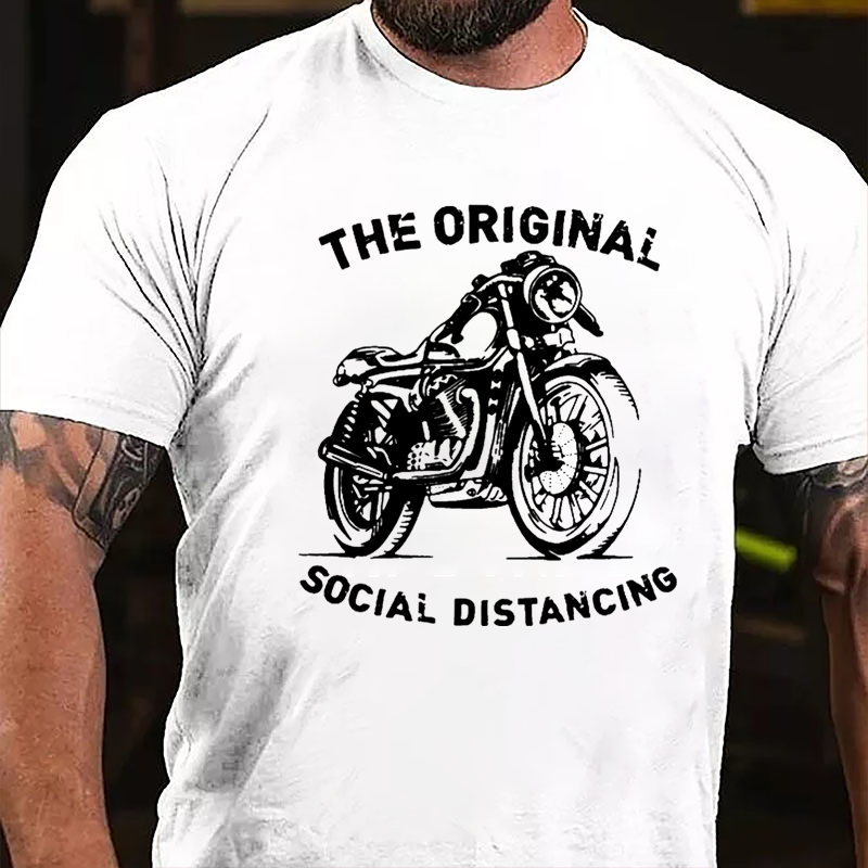 The Original Social Distancing Motorcycle Print Cotton T-shirt