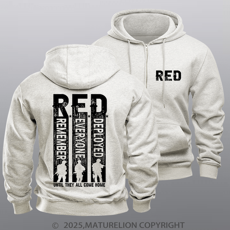 Maturelion Men's Hoodie Men's Hoodie Remember Everyone Deployed Zipper Hoodie