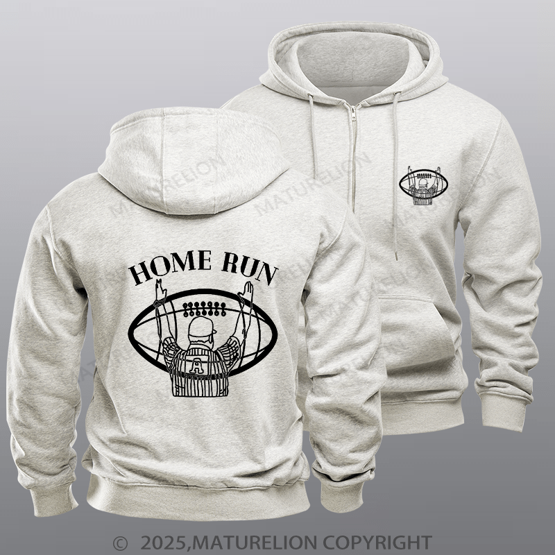 Maturelion Super Bowl Hoodie Super Bowl Funny Home Run Zipper Hoodie