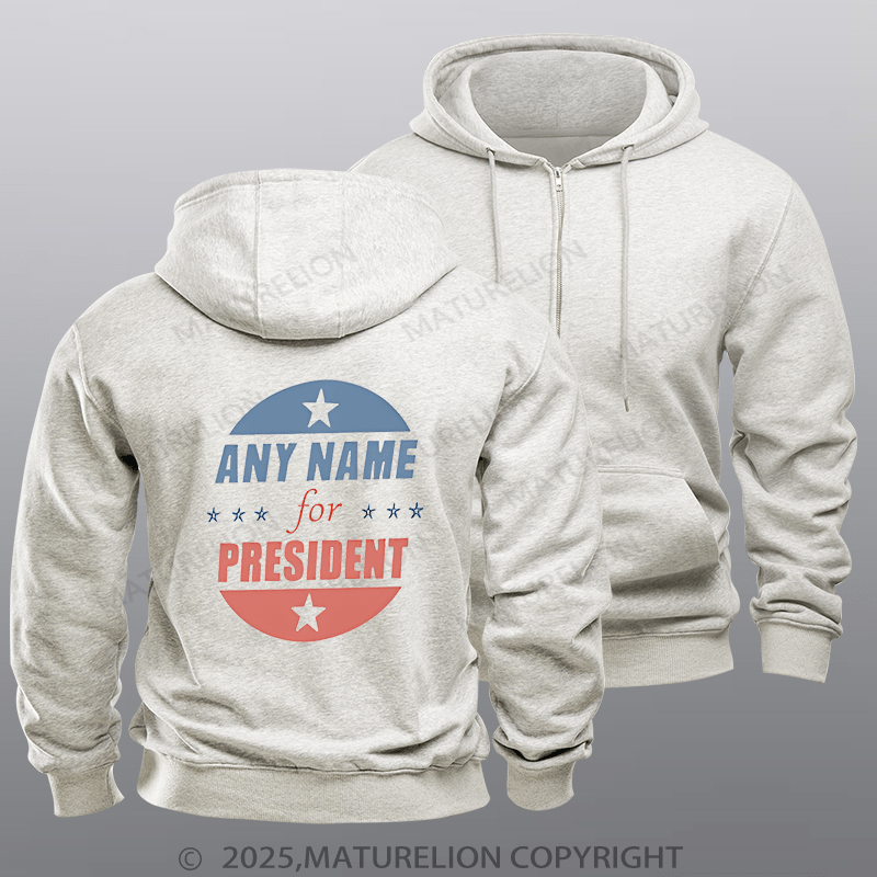 Maturelion  Men's Hoodie Personalized Name President Hoodie  Zipper Hoodie