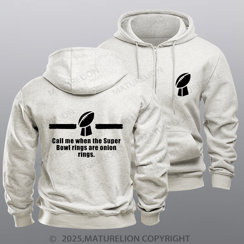 Maturelion Super Bowl Hoodie Superbowl Football Game Onion Rings Zipper Hoodie